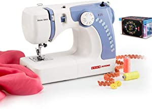 Usha Janome Dream Stitch Automatic Zig-Zag Electric Sewing Machine with 14 Stitch Function (White and Blue) with Free Sewing KIT Worth RS 500
