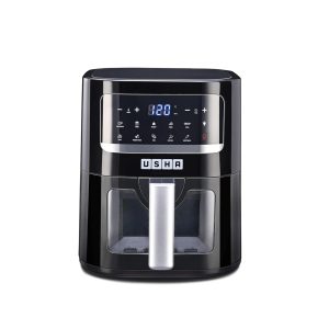 Usha iChef Smart Air Fryer 4.5L,10 in 1 Functions| 10 Preset Menu|Digital Display & Touch Panel |Transparent Window| Illuminated Chamber|Turbo Air Circulation|Oil Free Cooking|Auto Pause/Start (Black)